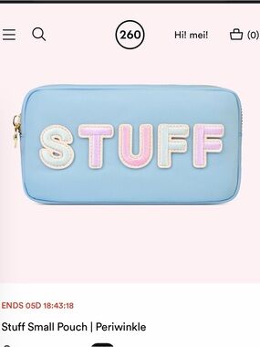Stoney Clover Lane Periwinkle 'STUFF' Small Pouch with Pastel Lettering